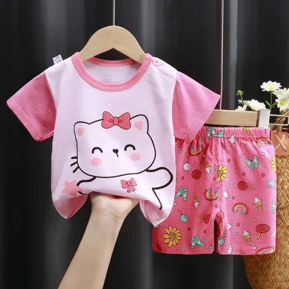 Wholesale Striped Cotton Kids Clothing Sets for Baby Girls and Boys