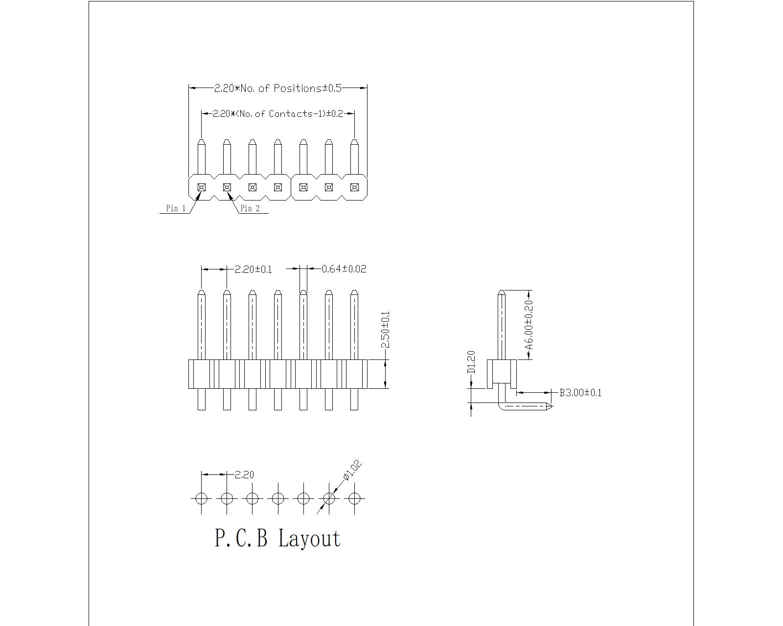 PHIR01-XXS 2.2X2.5mm Pin Header Single Row 90