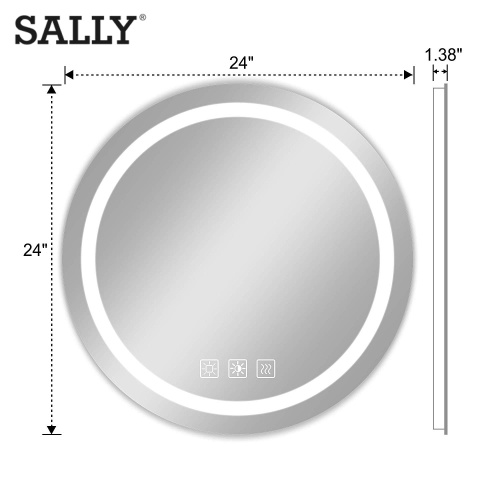 SALLY Bathroom LED Round Circle Dimmable Makeup Mirrors