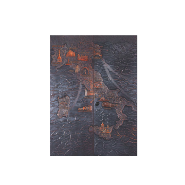 Italian map modern brass door panel