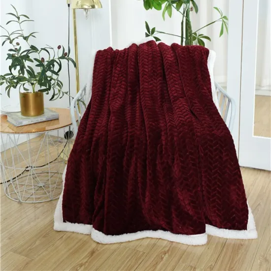 Wholesale Custom Solid Color Two-Sided Fabric Print Soft flannel Fleece Sherpa Fleece Blanket