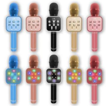 Großhandel tragbare drahtlose Mikrofone mit Bluetooth -Lautsprecher und farbenfrohen Lichtern - OEM Custom Logo Geschenk Handheld -Mikrofon