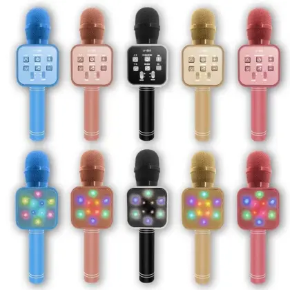 Wholesale Portable Wireless Microphones with Bluetooth Speaker and Colorful Lights - OEM Custom Logo Gift Handheld Microphone