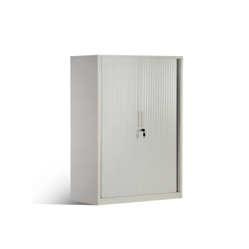 White Lockable Tambour File Cabinet with Shelves