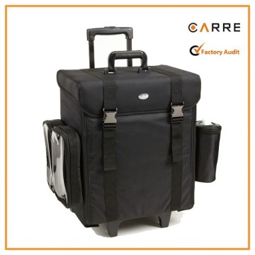 rolling wheeled cosmetic beauty make up artist professional 1680D nylon trolley makeup bag