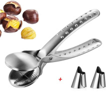 2-In-1Chestnut Clip WIth 2 Finger protection Nut Cracker Sheller Walnut Pliers Metal Nut Opener Stainless Steel Kitchen Tool50