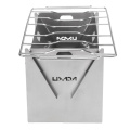 Lixada Camping Wood Burning Stove Outdoor Portable Folding Stainless Steel Backpacking Cooking Stove with Grill Plate and Bellow