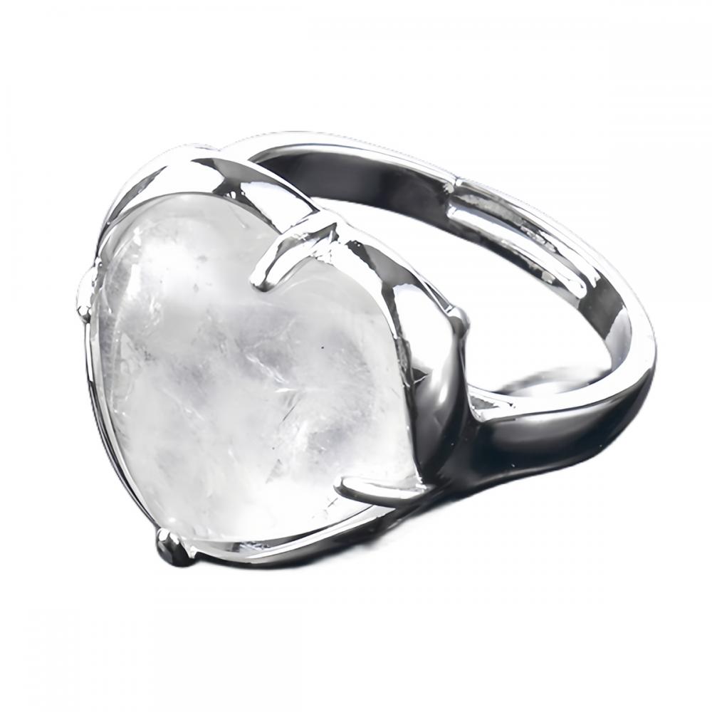 Anneaux de pierre de pierre de pierre de pierre naturels Anneaux réglables en cristal en pierre naturelle pour les femmes bague de mariage anneau en cuivre plaqué en argent