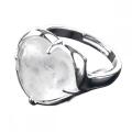 Gemstone Heart Rings Natural Stone Crystal Adjustable Rings for Women Wedding Ring Silver Plated Copper Ring