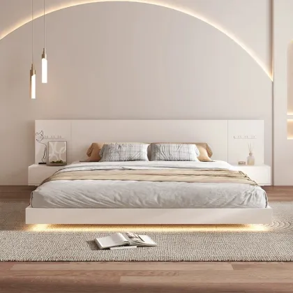 Nordic Storage Bed Frame - Modern Minimalist Wooden Low Japanese Tatami Bed