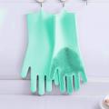 Gants en silicone pour le nettoyage de la vaisselle avec récureur de lavage