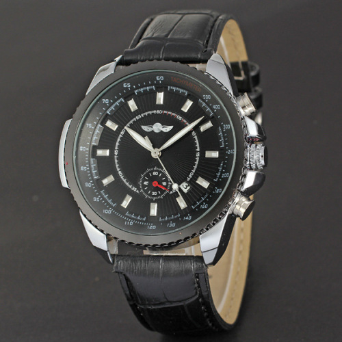 chronograph watch winner men watch with high quality leather band date design watch
