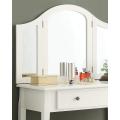 White Wooden Vanity Makeup Table and Stool Set