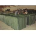 Sand wall defensive barrier filled military box gabion