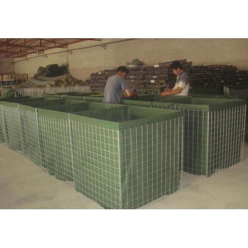 Sand wall defensive barrier filled military box gabion