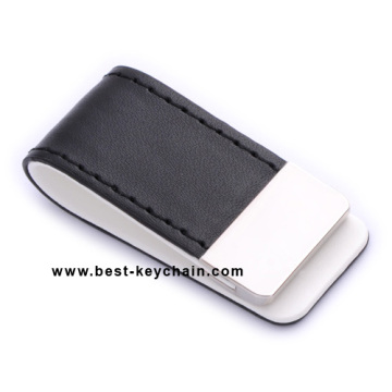 Custom Promotion Metal PU Leather Money Clip (BK21530)