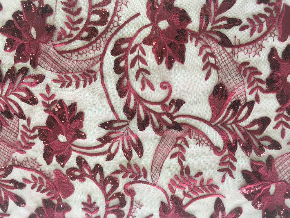 Burgundy Embroidery Fabric