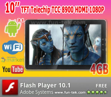 New 10 inch Android2.1 Tablet PC Telechips Tcc8900 256MB 4GB