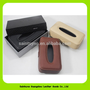 Fashion Cowhide Leather Tissue Cover Box for Car 16008