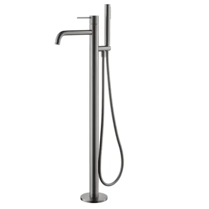 Brushed Gold Standalone Bathroom Tub Faucet With Sprayer
