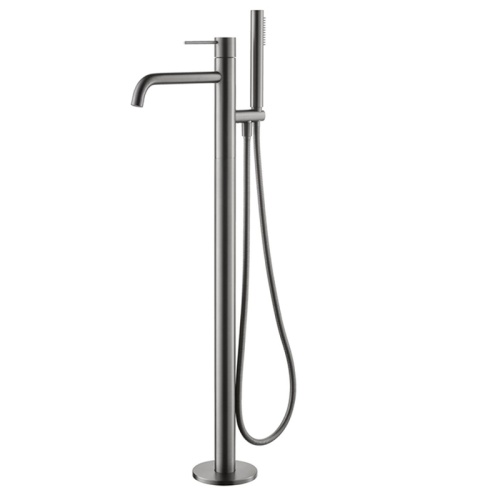 Brushed Gold Standalone Bathroom Tub Faucet With Sprayer