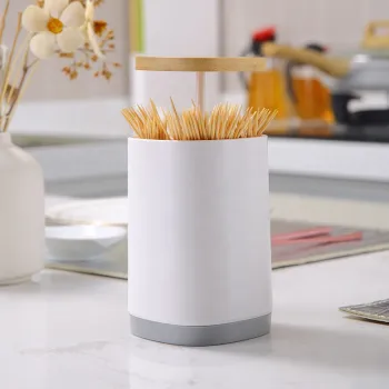 High-Grade Automatic Living Room Toothpick Dispenser with Bamboo Lids