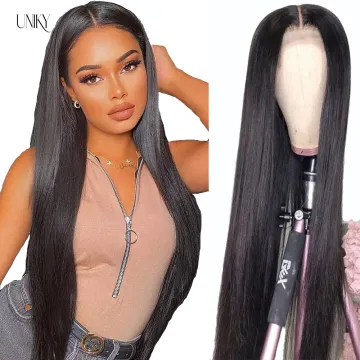 Uniky Brazilian Human Hair Lace Front Wig Straight Virgin Hair Lace Wig For Black Women Pre Pluck Lace Wig With Baby Hair
