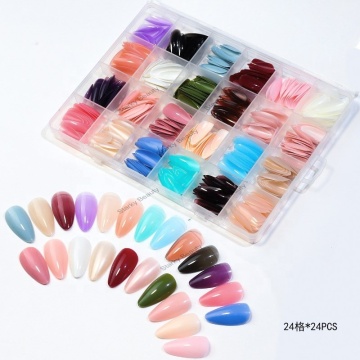 Non-Marking 24-Grid Private Label Acrylic Nail Tips for DIY Manicures