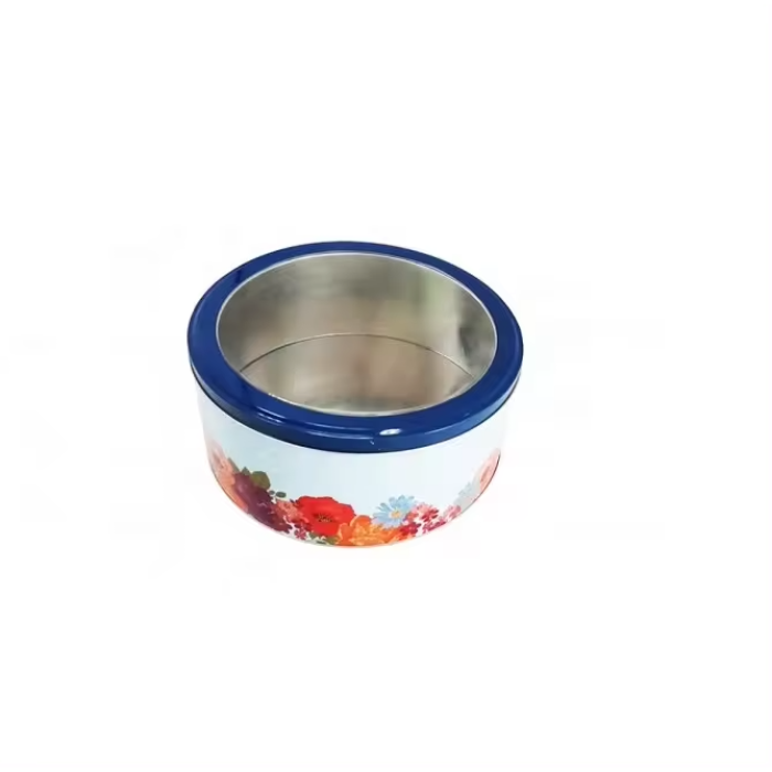 DADI Round Biscuit Tin Box with Transparent Window
