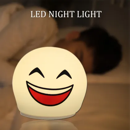 Rechargeable Multicolor Smiley LED Silicone Room Decor Lights for Eye Protection