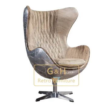 Aviator Fiberglass Egg Chair with Cushion for Contemporary Living Rooms