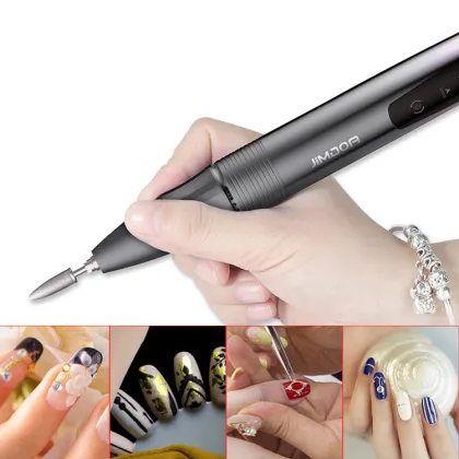 Cordless Electric Nail File with 35000rpm Speed, Adjustable Direction & Drill Bits Holder