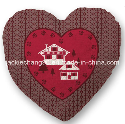 Heart Shape Printed Polyester Microfiber Decorative Cushion