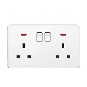 2 Gang 13A Neon Wall Switch Socket
