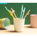 Pailles de silicone de dessin animé mignon flexible pour les enfants