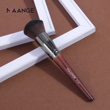 MAANGE Single OEM Brown Wooden Handle Professional Makeup Blush Brush