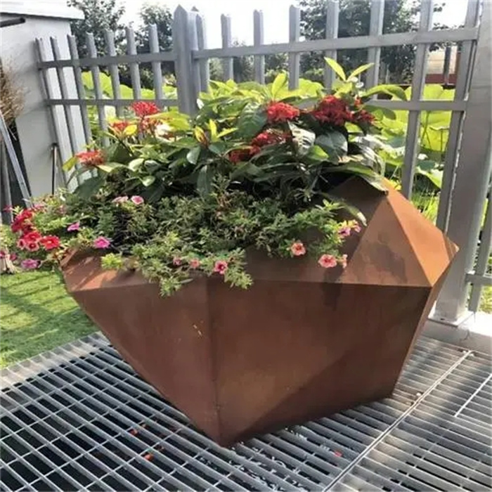 corten steel flower planter