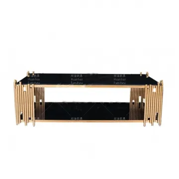 Modern Gold Stainless Steel TV Stand with Black Tempered Glass