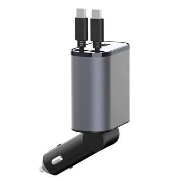 4 In 1 intrekbare snelle autolader voor iPhone, Samsung, Pixel, Huawei