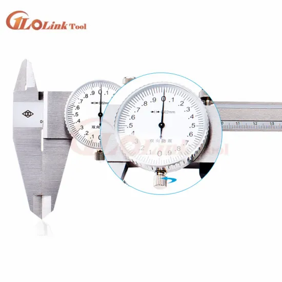 High quality double needle 150mm 0.02mm 0.001" stainless steel dial vernier caliper dial gauge plastic dial caliper meas