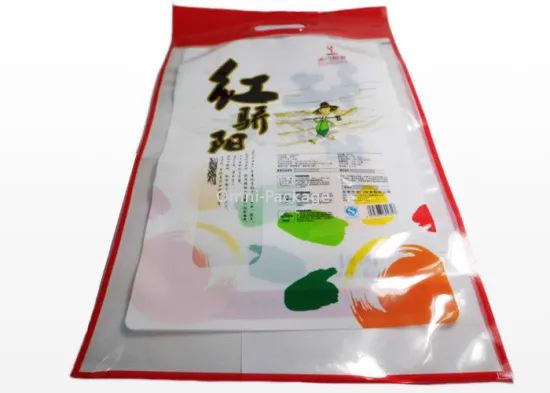 3 Layer Gravure Printing Plastic Food Packaging Bags , 5kg Rice Packaging Bag