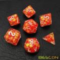 Bescon Firey Pearl Polyhedral Dice Set, Fire Pearl Poly RPG Dice set of 7