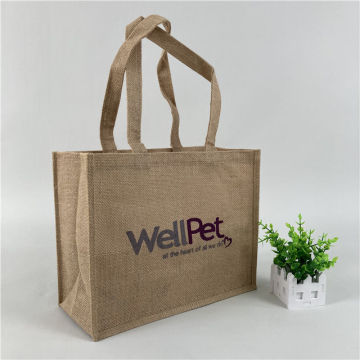 Linen Jute Black Shopping Bag