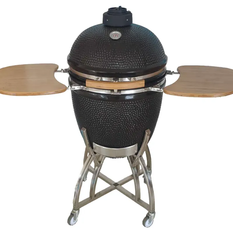 18 Inch Kamado Wood Outdoor Cooking Tabletop Grill with Cast Iron Vent