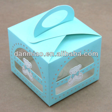 Blue cheap custom cake boxes with PVC window