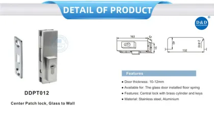 Stainless Steel Glass to Wall Center Patch Lock