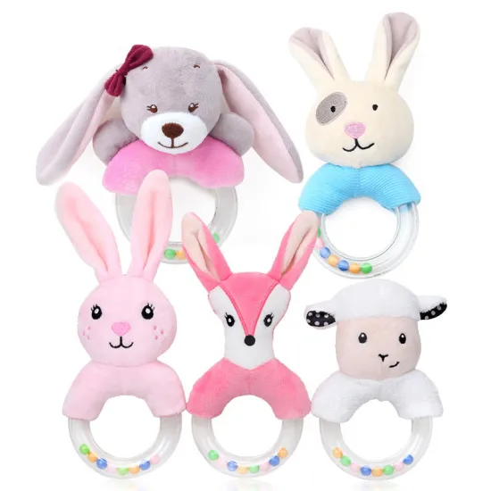 Cute Plush Cartton Baby Rattle Toys for Newborn 0-12 Months Educational Toy Bear Hand Bells Toddler Baby Mobile Speelgoed
