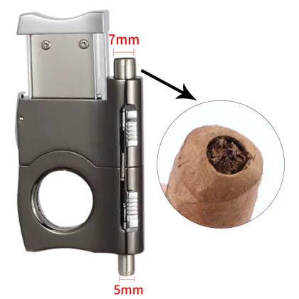 GALINER Metal Cigar Cutter Sharp 2 Size Cigar Punch Stainless Steel Cigar Cutter Puncher Two-In-One Box