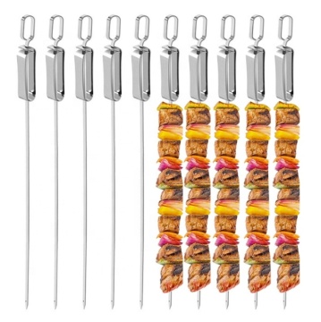 Stainless Steel Meat Shrimp Grill Skewer Set - 6 Pieces BBQ Kabob Skewers