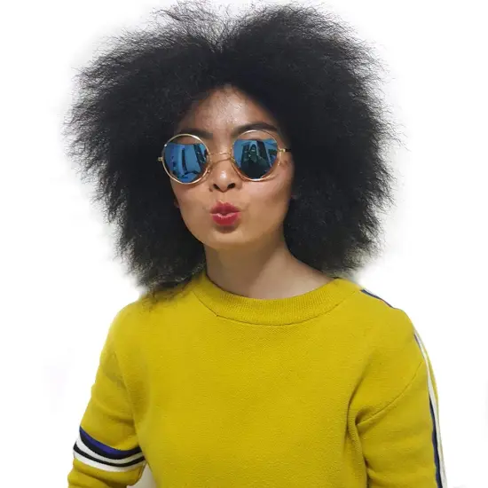 8Inch Short Puff Yaki Straight Synthetic Hair Wig Super Fluffy Wigs For Women High Temperature Heat Resistant Synthetic Fiber